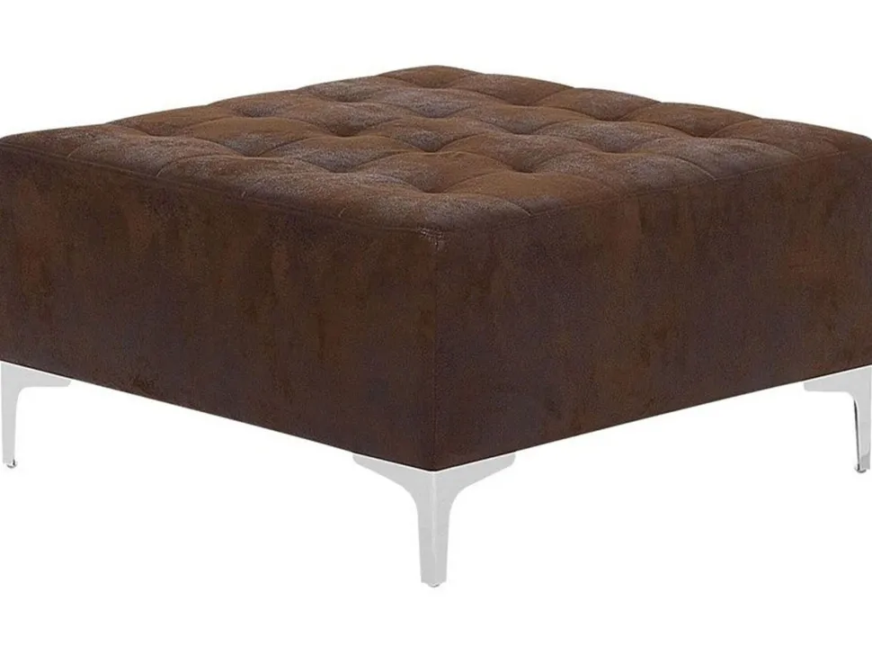 6 Seater U-Shaped Modular Faux Leather Sofa With Ottoman Brown Aberdeen