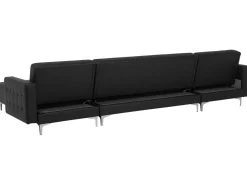 5 Seater U-Shaped Modular Faux Leather Sofa With Ottoman Black Aberdeen