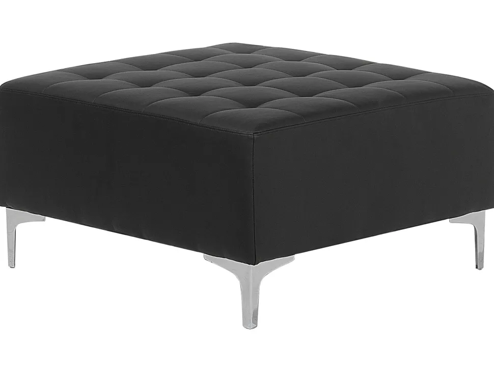 5 Seater U-Shaped Modular Faux Leather Sofa With Ottoman Black Aberdeen