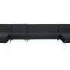 6 Seater U-Shaped Modular Fabric Sofa Graphite Grey Aberdeen