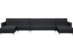 6 Seater U-Shaped Modular Fabric Sofa Graphite Grey Aberdeen