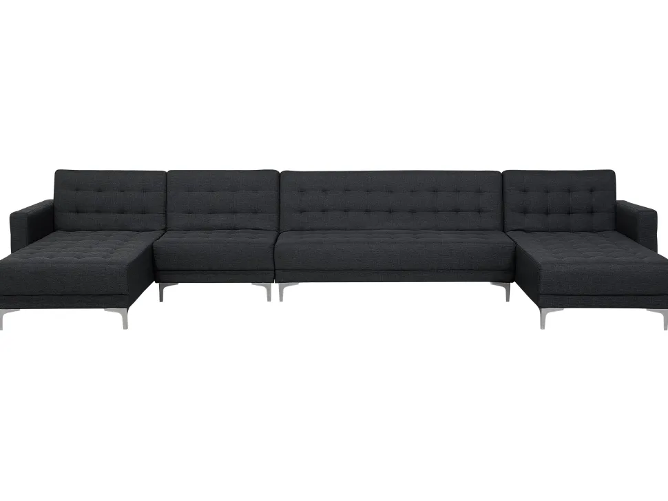 6 Seater U-Shaped Modular Fabric Sofa Graphite Grey Aberdeen