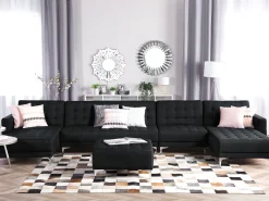 6 Seater U-Shaped Modular Fabric Sofa Graphite Grey Aberdeen