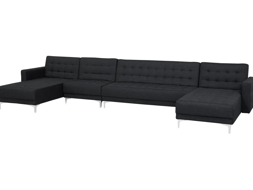 6 Seater U-Shaped Modular Fabric Sofa Graphite Grey Aberdeen