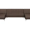 5 Seater U-Shaped Modular Fabric Sofa Brown Aberdeen
