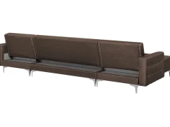 5 Seater U-Shaped Modular Fabric Sofa Brown Aberdeen