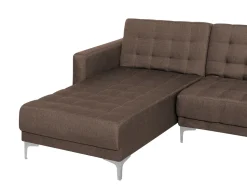 5 Seater U-Shaped Modular Fabric Sofa Brown Aberdeen