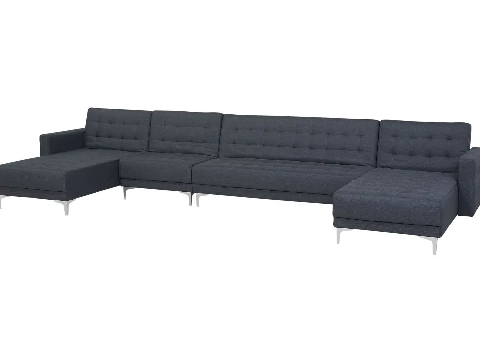 6 Seater U-Shaped Modular Fabric Sofa Dark Grey Aberdeen