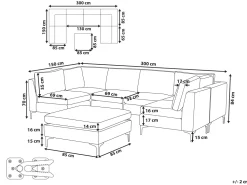 6 Seater U-Shaped Modular Velvet Sofa With Ottoman Grey Evja