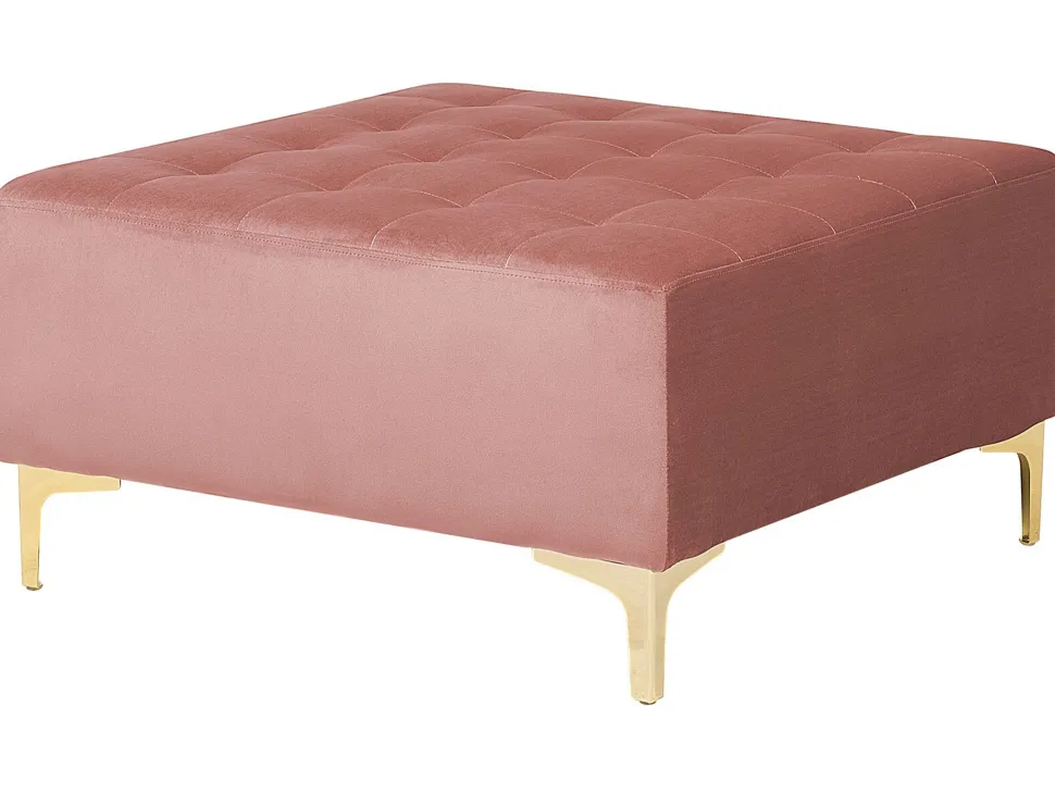 5 Seater U-Shaped Modular Velvet Sofa With Ottoman Pink Aberdeen