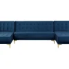 5 Seater U-Shaped Modular Velvet Sofa Navy Blue Aberdeen