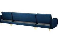 5 Seater U-Shaped Modular Velvet Sofa Navy Blue Aberdeen