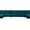 6 Seater U-Shaped Modular Velvet Sofa Teal Aberdeen