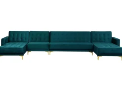 6 Seater U-Shaped Modular Velvet Sofa Teal Aberdeen