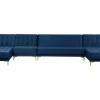 6 Seater U-Shaped Modular Velvet Sofa Navy Blue Aberdeen
