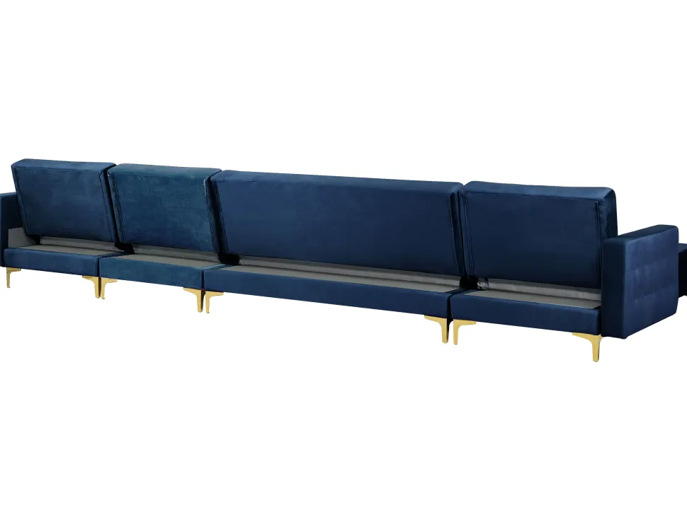 6 Seater U-Shaped Modular Velvet Sofa Navy Blue Aberdeen