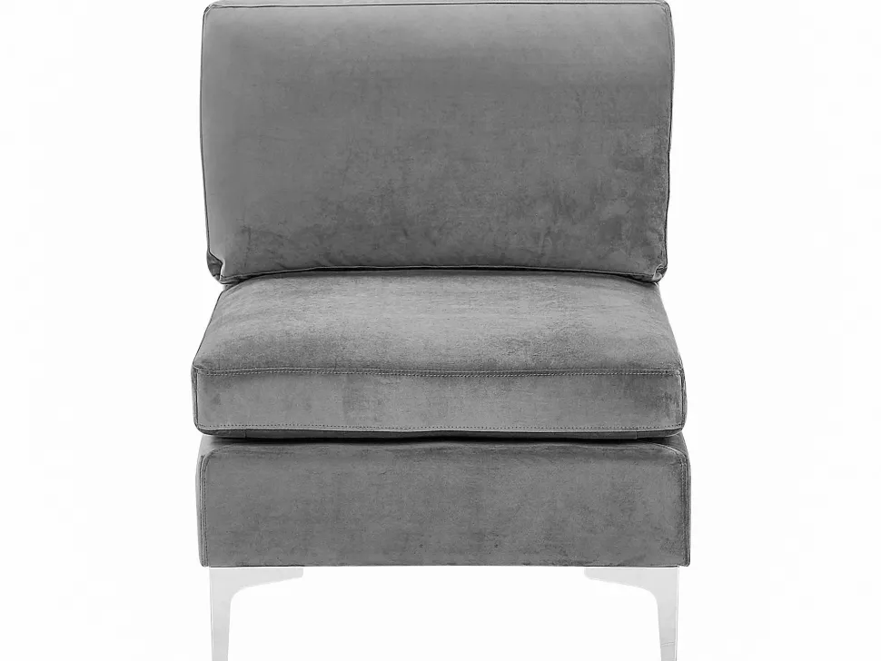 6 Seater U-Shaped Modular Velvet Sofa Grey Evja