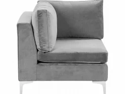 6 Seater U-Shaped Modular Velvet Sofa Grey Evja