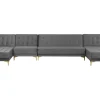 6 Seater U-Shaped Modular Velvet Sofa Grey Aberdeen