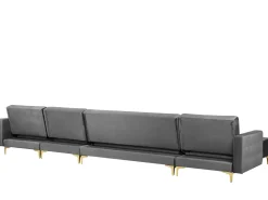 6 Seater U-Shaped Modular Velvet Sofa Grey Aberdeen