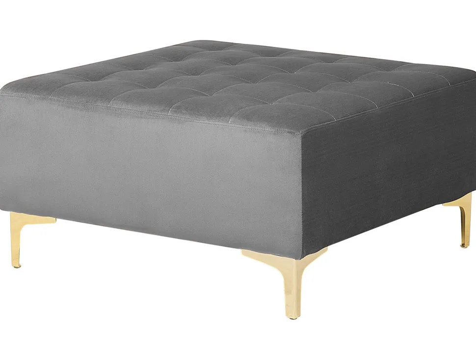 5 Seater U-Shaped Modular Velvet Sofa With Ottoman Grey Aberdeen