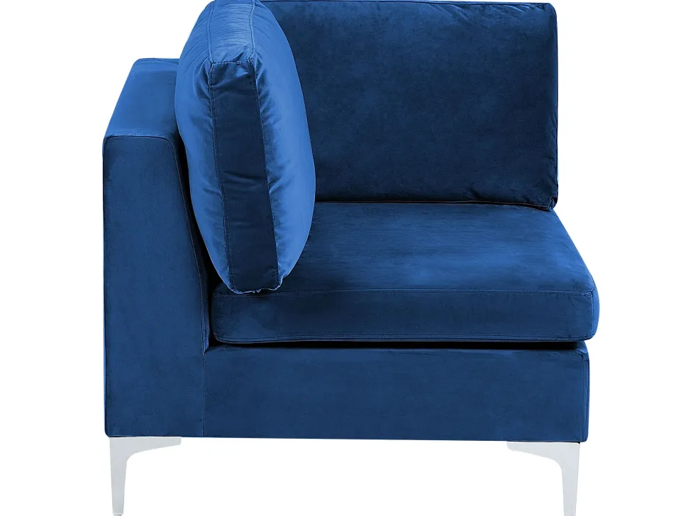 6 Seater U-Shaped Modular Velvet Sofa With Ottoman Blue Evja