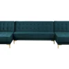 5 Seater U-Shaped Modular Velvet Sofa Teal Aberdeen