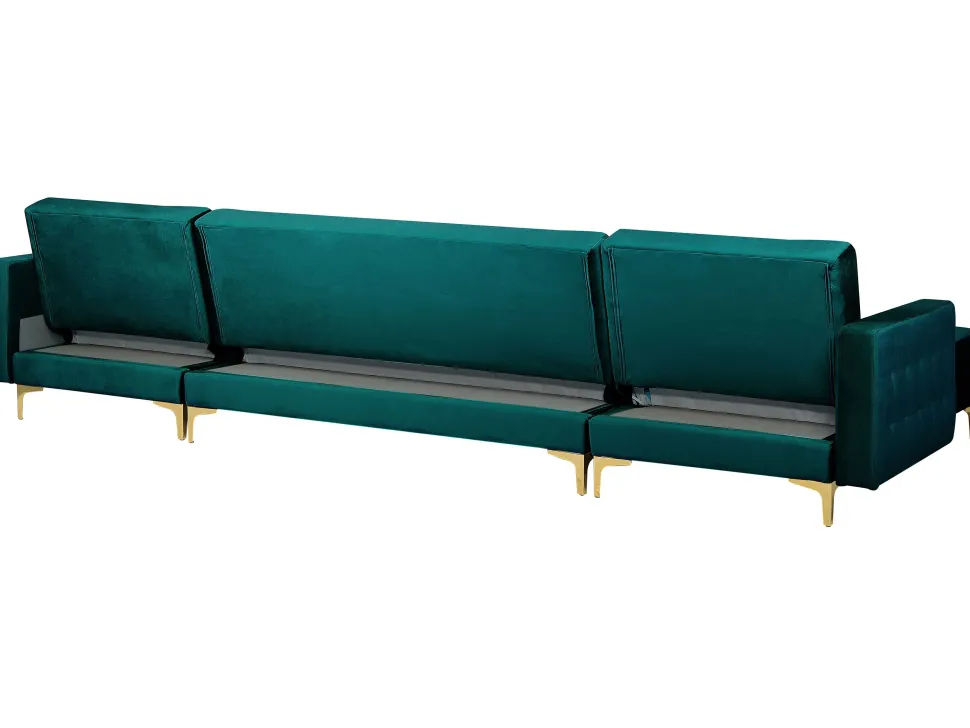 5 Seater U-Shaped Modular Velvet Sofa Teal Aberdeen