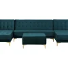 5 Seater U-Shaped Modular Velvet Sofa With Ottoman Teal Aberdeen