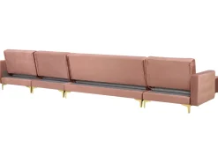 6 Seater U-Shaped Modular Velvet Sofa Pink Aberdeen