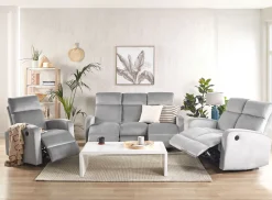 2 Seater Velvet Electric Recliner Sofa Light Grey Verdal