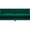 3 Seater Velvet Fabric Sofa Emerald Green Sotra