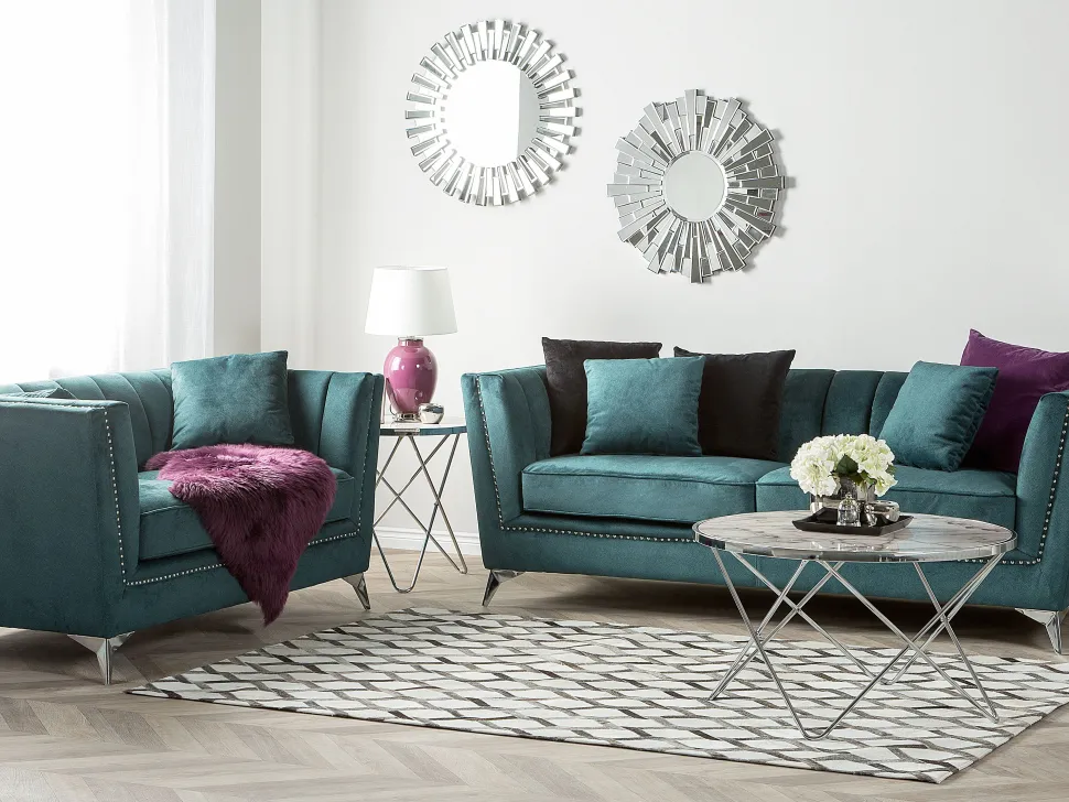 2 Seater Velvet Fabric Sofa Teal Gaula