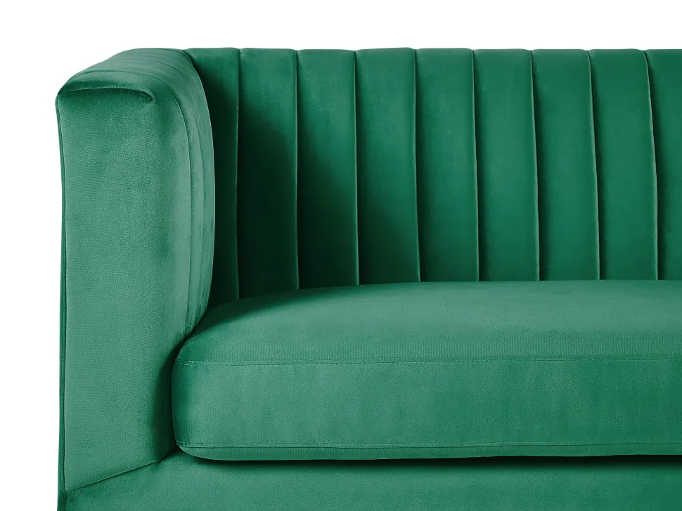 3 Seater Velvet Fabric Sofa Green Arvika