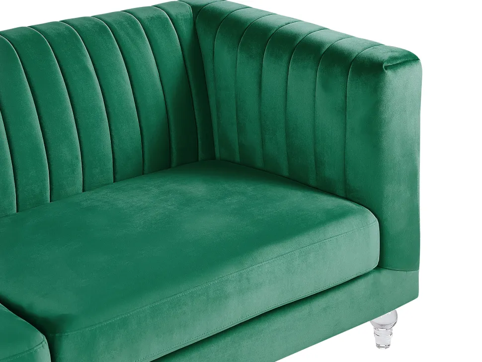 3 Seater Velvet Fabric Sofa Green Arvika