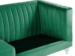 3 Seater Velvet Fabric Sofa Green Arvika