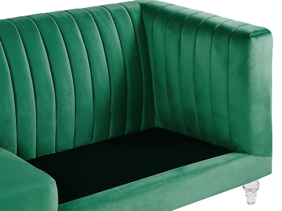 3 Seater Velvet Fabric Sofa Green Arvika