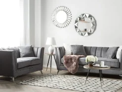 2 Seater Velvet Fabric Sofa Grey Gaula