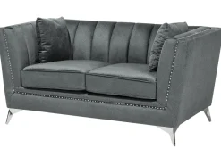 2 Seater Velvet Fabric Sofa Grey Gaula