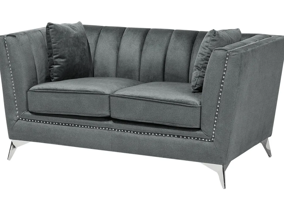 2 Seater Velvet Fabric Sofa Grey Gaula