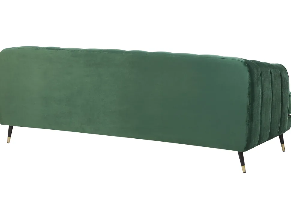 3 Seater Velvet Fabric Sofa Green Sletta