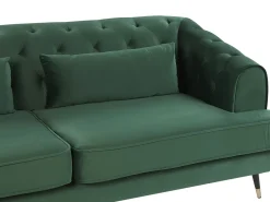 3 Seater Velvet Fabric Sofa Green Sletta