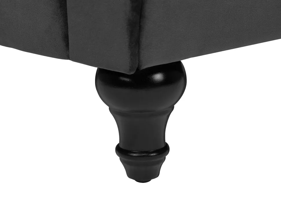 3 Seater Velvet Fabric Sofa Black Chesterfield