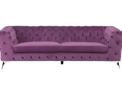 3 Seater Velvet Fabric Sofa Purple Sotra