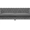 3 Seater Velvet Fabric Sofa Grey Sotra