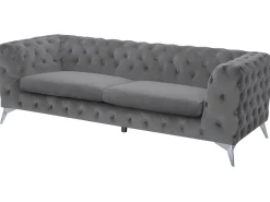 3 Seater Velvet Fabric Sofa Grey Sotra