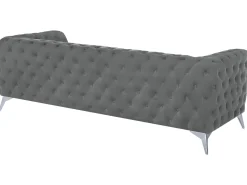 3 Seater Velvet Fabric Sofa Grey Sotra