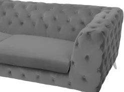 3 Seater Velvet Fabric Sofa Grey Sotra