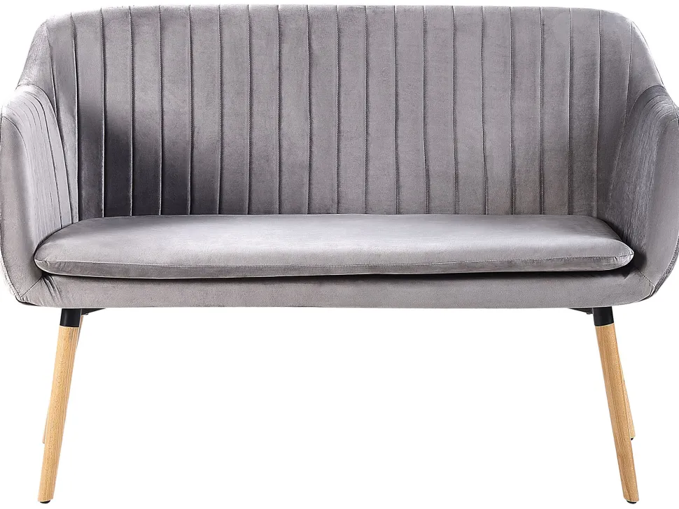 2 Seater Velvet Kitchen Sofa Grey Taby