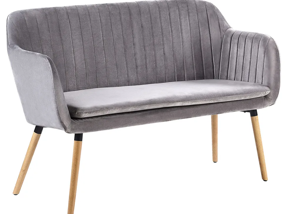 2 Seater Velvet Kitchen Sofa Grey Taby